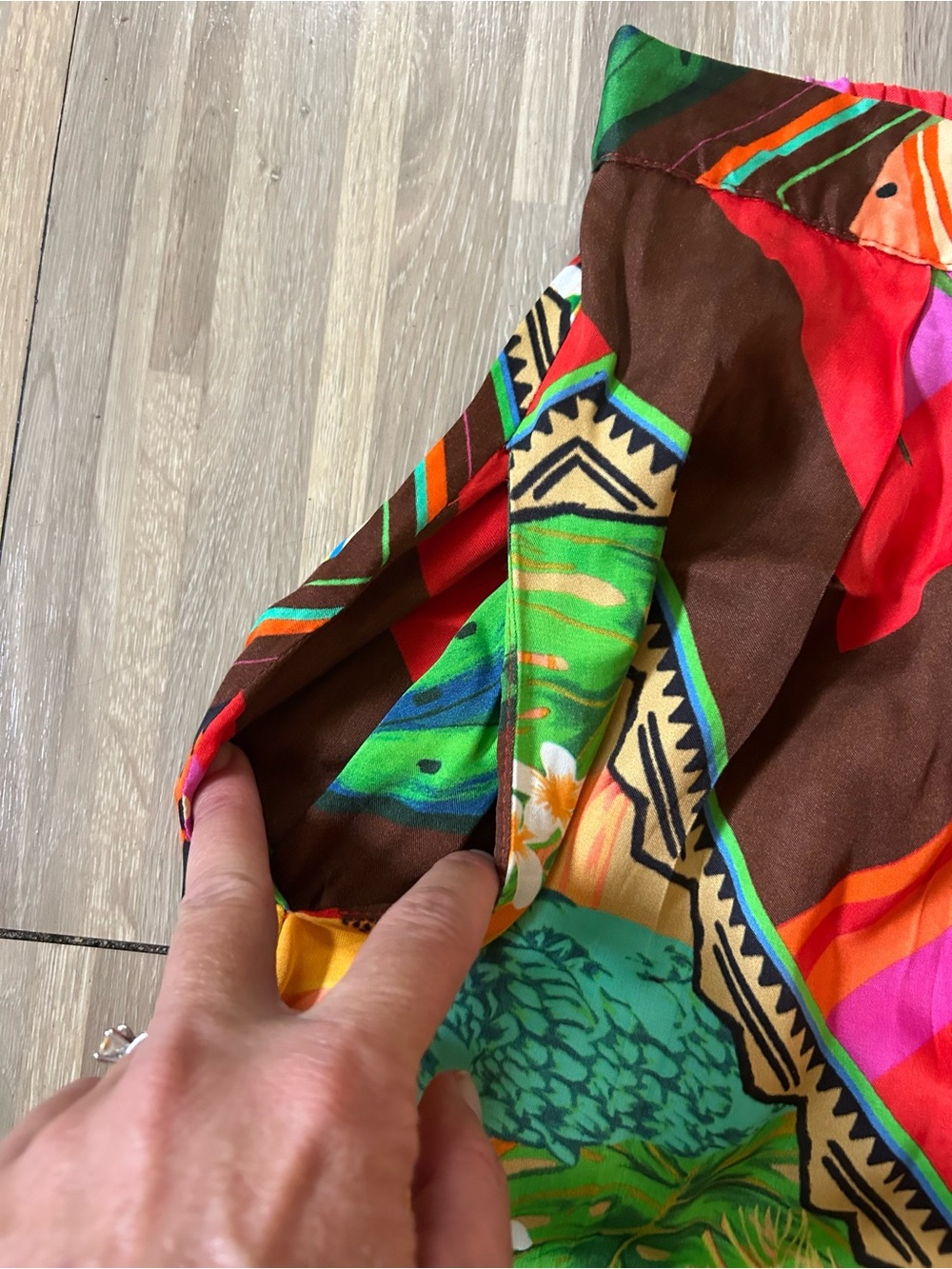 Farm Rio Mix Scarves Summer Pants Wide Leg Tropical Print Size Large - Picture 8 of 11